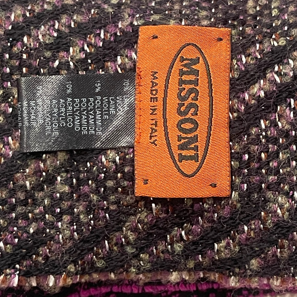 MISSONI Oversized Wool Mohair Fringe Shawl / Scarf Multicolor 65”× 29” - Picture 9 of 12